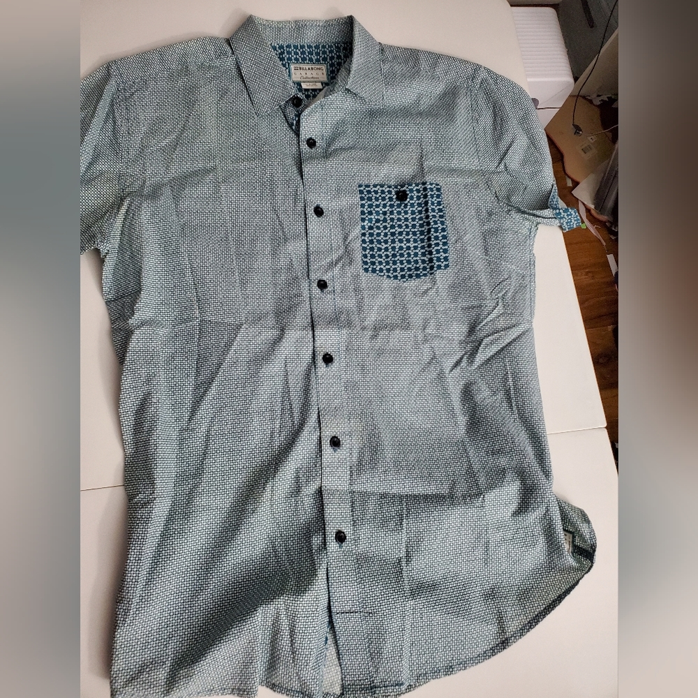 Billabong Garage Collection Men's Button Up Green Size Small 100% Cotton